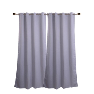 2 Piece Set - Blackout Curtains with Metal Eyelets (Size 140x240cm/Curtain) - Grey