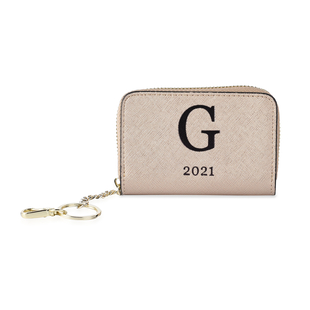 Genuine Leather Alphabet G Wallet with Engraved Message on Back Side (Size 11X7.5X2.5 Cm) - Gold