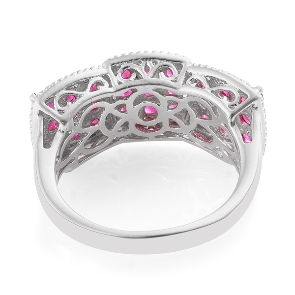 African Ruby (Rnd) Ring in Platinum Overlay Sterling Silver 2.500 Ct. Silver wt 5.58 Gms.