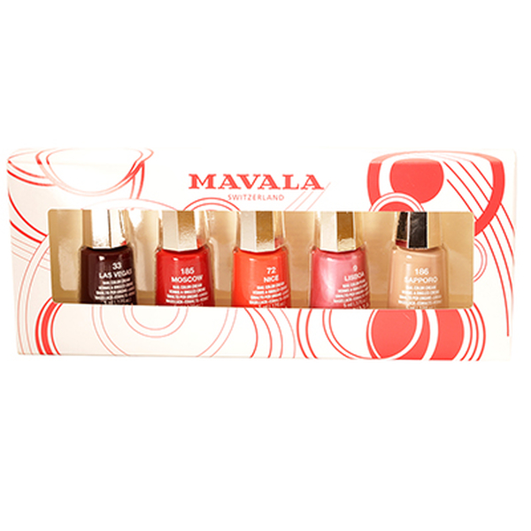 Mavala - Set of 5 Classic Nail Polish 5ml- Las Vegas 033, Moscow 185, Nice 072, Lisboa 009, Sapporo 