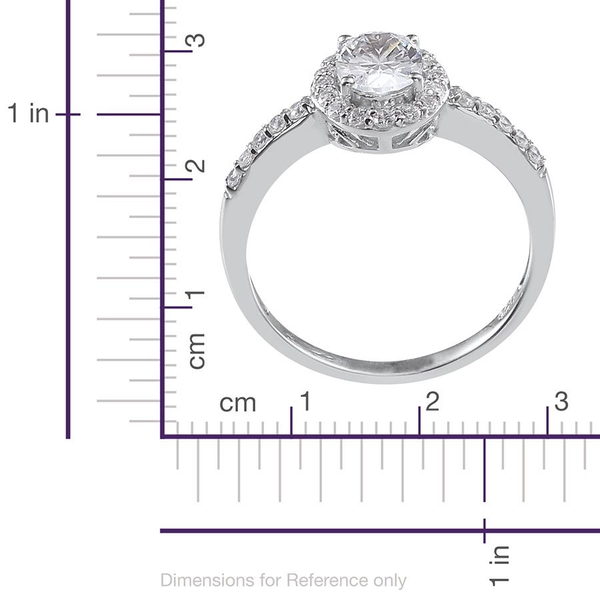 Lustro Stella - Platinum Overlay Sterling Silver (Ovl) Ring Made with Finest CZ 1.600 Ct.
