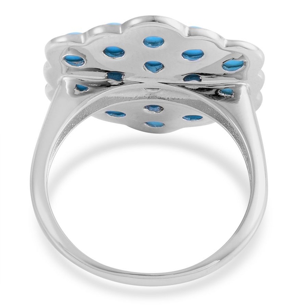 Arizona Sleeping Beauty Turquoise (Rnd) Cluster Ring in Platinum Overlay Sterling Silver 4.250 Ct.