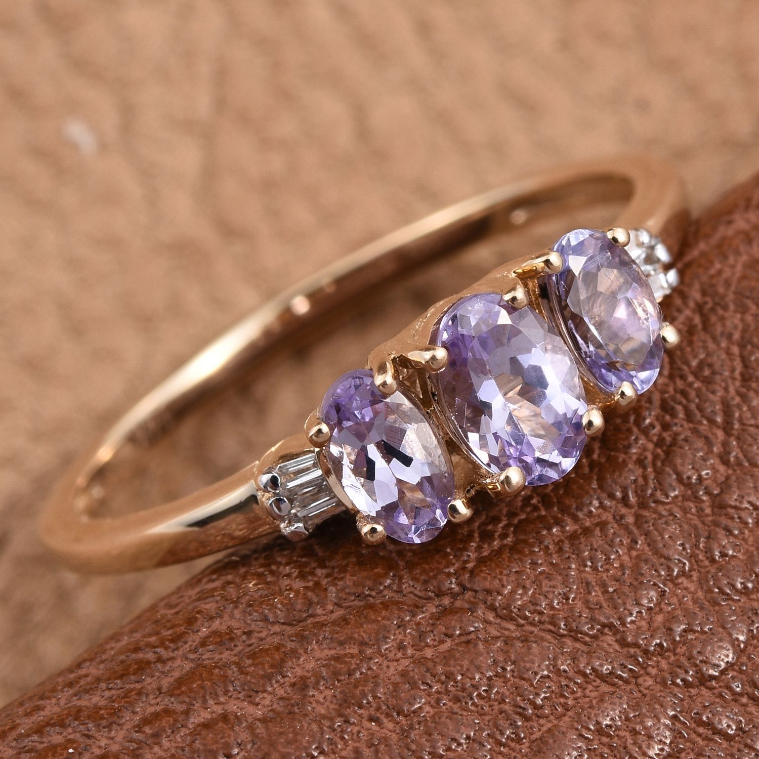 14K Y Gold Rare Natural Pink Tanzanite (Ovl 0.50 Ct), Diamond Ring 1.030 Ct.