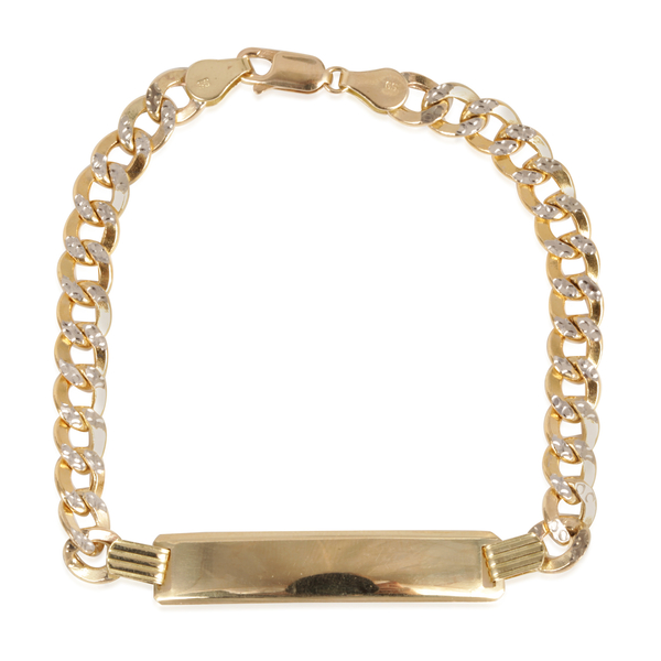Close Out Deal 9K Y Gold Flat ID Curb Bracelet (Size 8), Gold wt 8.77 Gms.
