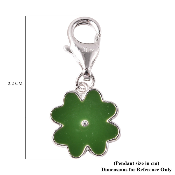 Charmes De Memoire Sterling Silver Green Enamelled Four Leaf Clover Charm