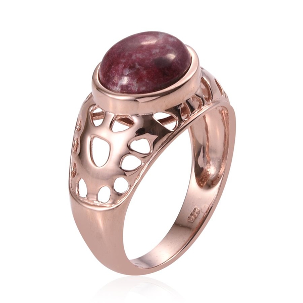 Norwegian Thulite (Ovl) Solitaire Ring in Rose Gold Overlay Sterling Silver 5.750 Ct.