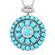 Arizona Sleeping Beauty Turquoise and Natural Cambodian Zircon Floral Pendant with Chain (Size 20) i