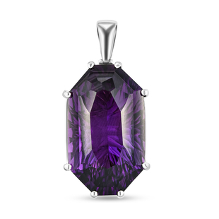 Lusaka Amethyst Pendant in Platinum Overlay Sterling Silver 45.68 Ct, Silver Wt. 7.78 Gms