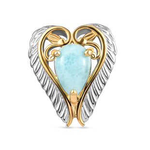 Larimar Pendant in Yellow Gold & Platinum Overlay Sterling Silver 1.60 Ct.