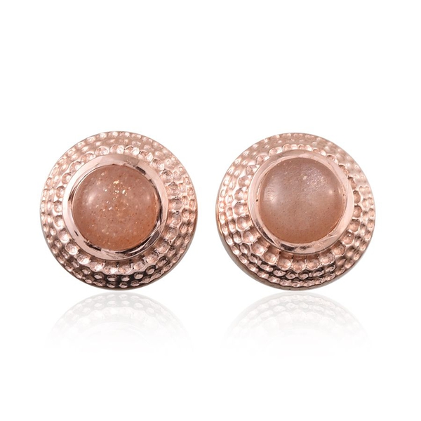 Morogoro Peach Sunstone (Rnd) Stud Earrings in Rose Gold Overlay Sterling Silver 1.750 Ct.