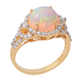 Ethiopian Welo Opal (Round) and Natural Cambodian Zircon Ring in Yellow Gold Overlay Sterling Silver 3.09 Ct.