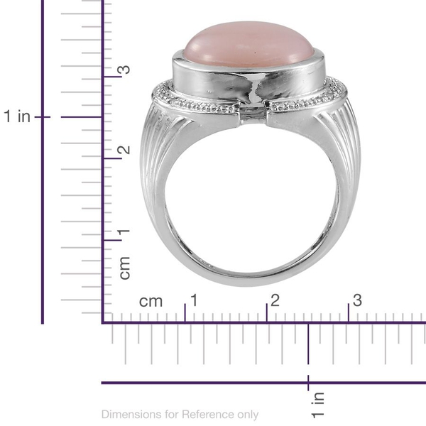 Peruvian Pink Opal (Rnd 5.25 Ct), Diamond Ring in Platinum Overlay Sterling Silver 5.270 Ct.