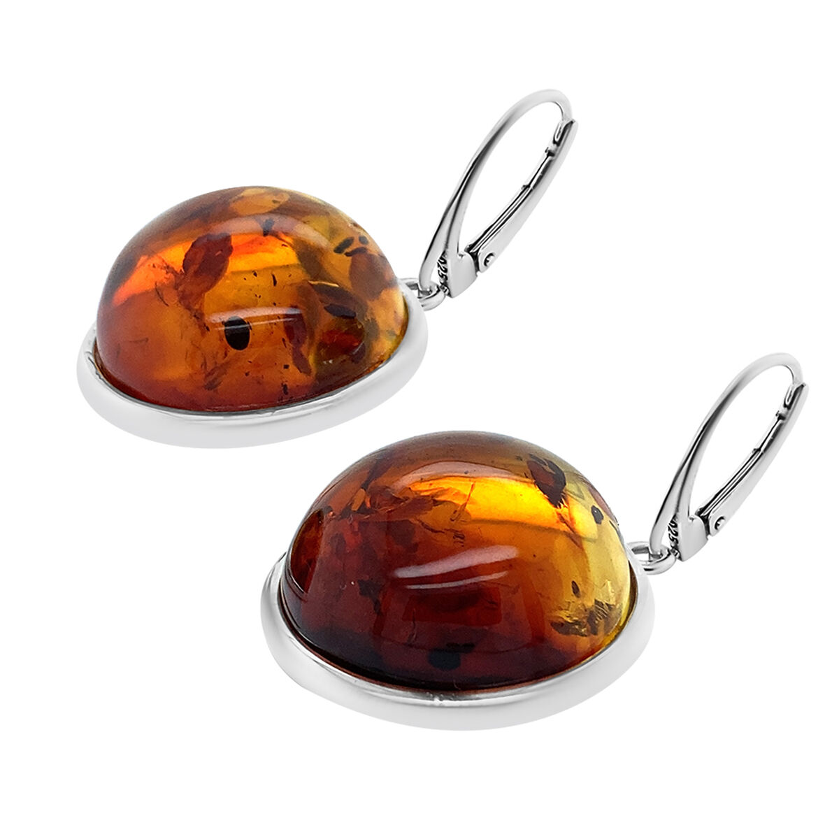 Sterling Silver Amber Zodiac Oval Leverback Earrings Necklace Set Chain 18 Inches 
