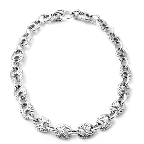 Mariner Link Necklace in Rhodium Plated Sterling Silver 58.59 Grams 20.5 Inch
