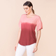 TAMSY 100% Viscose Ombre Pattern Short Sleeve Top (Size S, 8-10) - Red