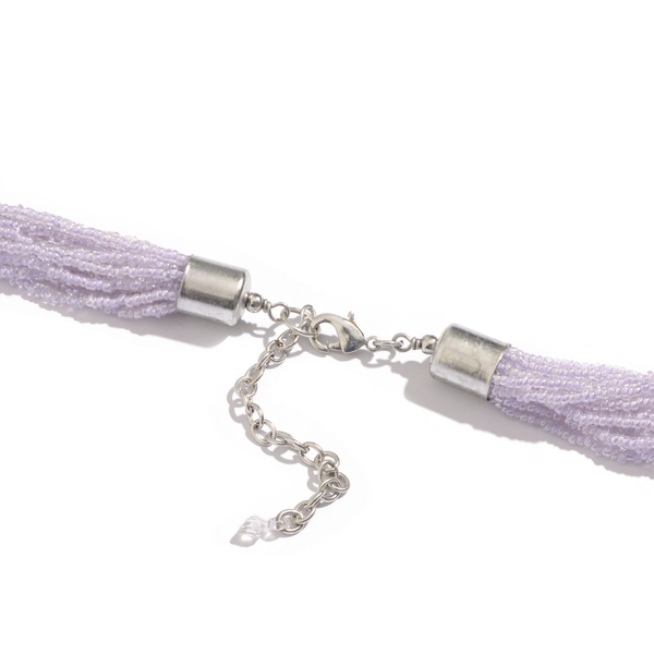 Purple Colour Seed Beaded 8 Strand Necklace with Lobster Lock (Size 30 with Extender)