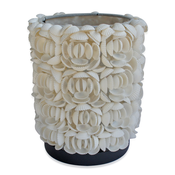 Royal Bali Collection Handmade Cylinder Shaped Sea Shell Flower Table Lamp (upto 25 Watt)