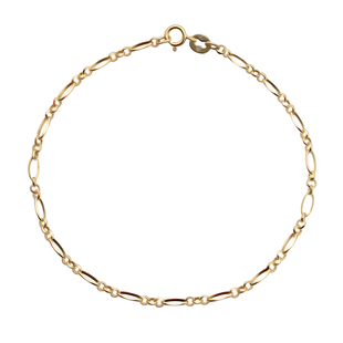 Hatton Garden Close Out 9K Yellow Gold Figaro and Belcher Bracelet (Size 7.5)