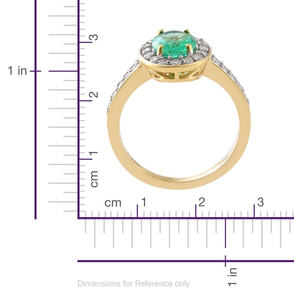 ILIANA 18K Yellow Gold 1.70 Carat AAA Boyaca Colombian Emerald Ring with Diamond SI G-H