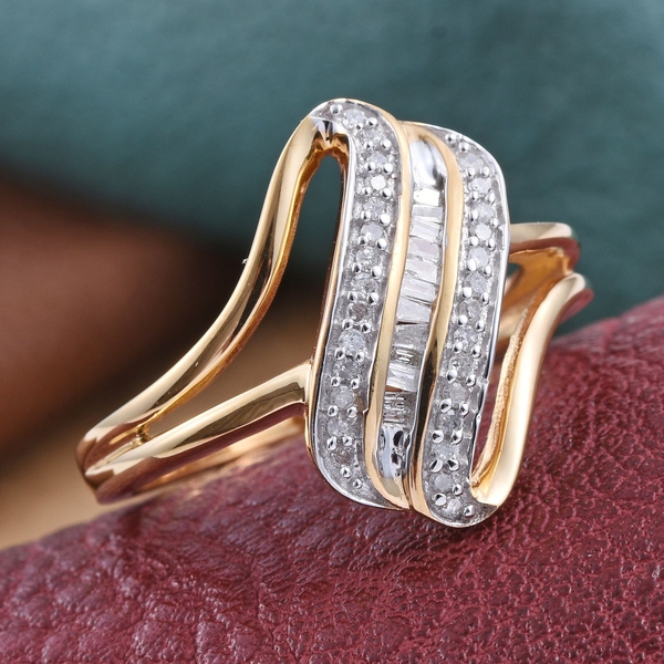 Diamond (Bgt) Ring in 14K Gold Overlay Sterling Silver 0.200 Ct.