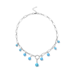 Blue Howlite Necklace (Size - 20 with 2 inch Extender) in Stainless Steel
