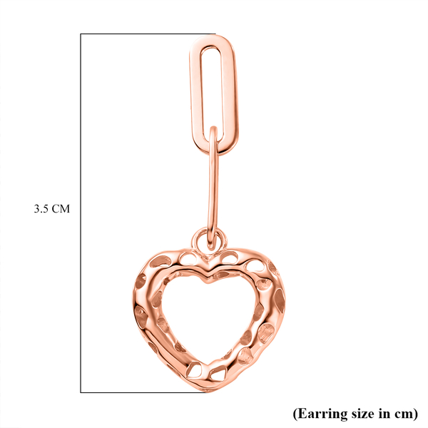 RACHEL GALLEY Amore Collection - 18K Vermeil Rose Gold Overlay Sterling Silver Heart Paperclip Earrings (With Push Back)