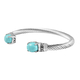 Green Howlite Cuff Bangle (Size - 7.5) in Stainless Steel