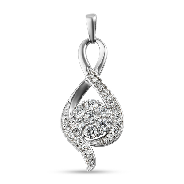 Lustro Stella Platinum Overlay Sterling Silver Pendant Made with Finest CZ 3.04 Ct.