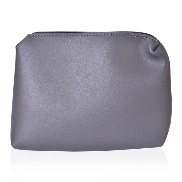 Set of 2 - Grey Colour Handbag (Size 34X25.5X10.5 Cm) and Pouch (Size 23X20X6 Cm)
