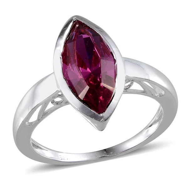 - Fuchsia Crystal (Mrq) Solitaire Ring in Sterling Silver 3.000 Ct.