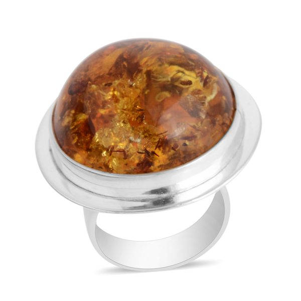 Baltic Amber Ring in Sterling Silver, Silver wt 11.50 Gms