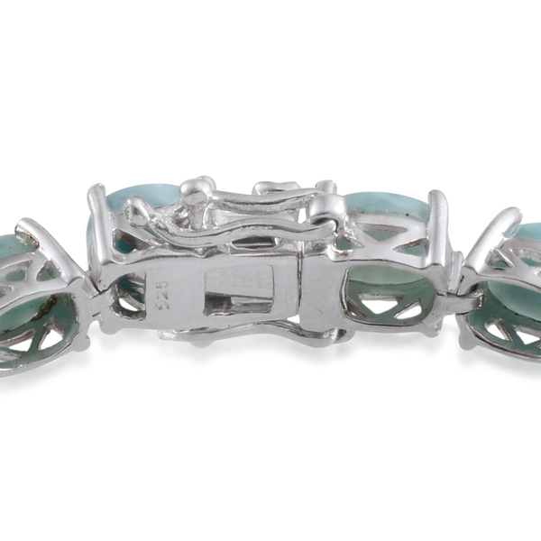 Larimar (Ovl) Bracelet in Platinum Overlay Sterling Silver (Size 7) 22.000 Ct.