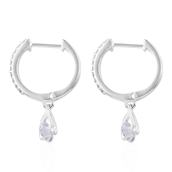 J Francis - Sterling Silver (Rnd) Hoop Earrings (with Clasp Lock) Made with Finest CZ