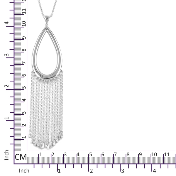 LucyQ Rain Pendant with Chain (Size 32) in Rhodium Plated Sterling Silver 19.28 Gms.