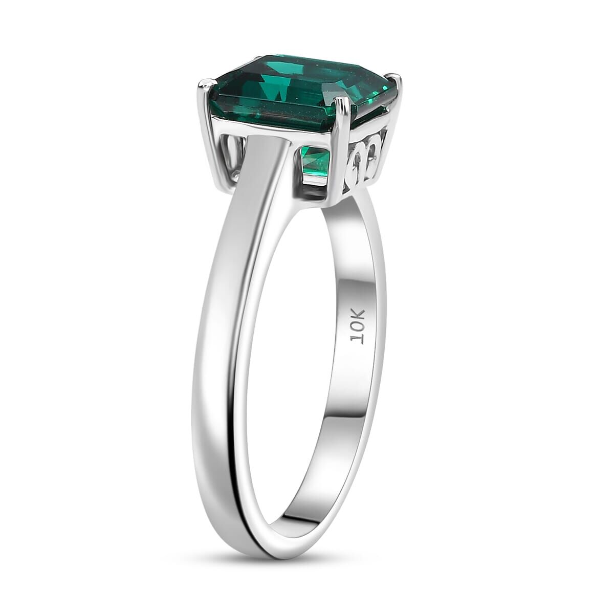 10K White Gold AAA Lab Grown Emerald Solitaire Ring, Gold Wt.3.34 Gms  2.195  Ct.
