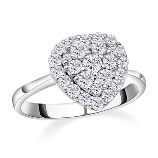 Moissanite Heart Ring in Rhodium Overlay Sterling Silver 1.00 Ct.