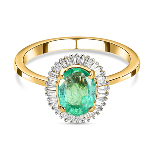 Closeout Signature Collection-22K Yellow Gold AAAA Ethiopian Emerald and Diamond  (VS/E-F) Ring 1.29