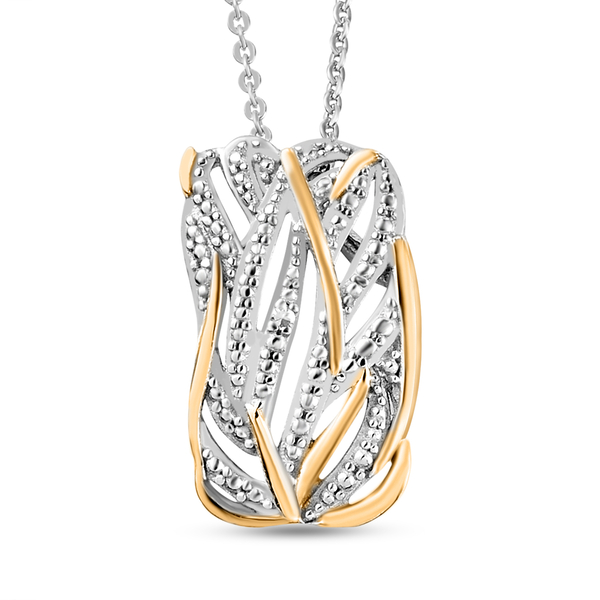 Diamond Pendant with Chain (Size 20) in Platinum and Gold Overlay Sterling Silver