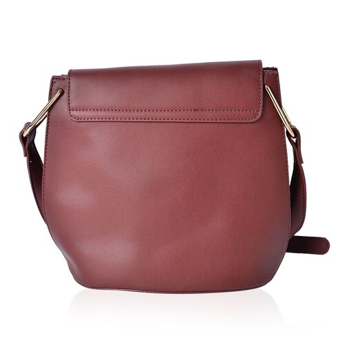 Maroon Red Crossbody Bag With Adjustable Shoulder Strap (Size 26.5x22.5x13 Cm) - 2574423 - TJC