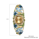 STRADA Japanese Movement Blue and Green Austrian Crystal Studded Butterfly & Floral Pattern Water Resistant Bangle Watch (Size 6.5) in Yellow Gold Tone