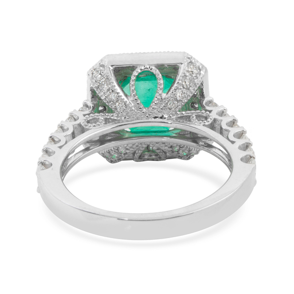 Signature Collection - 950 Platinum AAAA Boyaca Colombian Emerald, Diamond (SI & I1-G-H) Ring 3.730 Ct, Platinum wt 9.70 Gms