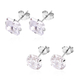 Set of 2 - ELANZA AAAA Special Radiant Cut Simulated Diamond Stud Earrings (with Push Back) in Rhodium Overlay Sterling Silver