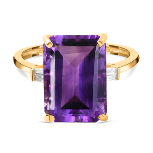 Super Find - 9K Yellow Gold Moroccan Amethyst and Diamond Ring 7.44 Ct.