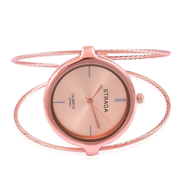 STRADA Japanese Movement Rose Gold Colour Dial Water Resistant Bangle Watch in Rose Gold Tone with Stainless Steel Back