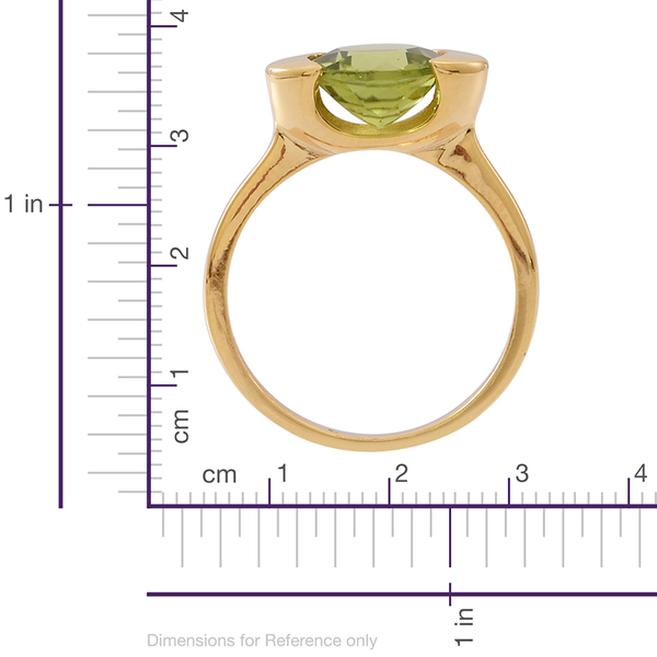 AA Hebei Peridot (Rnd) Solitaire Ring in 14K Gold Overlay Sterling Silver 3.000 Ct.
