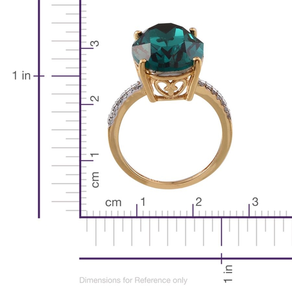 - Emerald Colour Crystal (Ovl) Ring in 14K Gold Overlay Sterling Silver 10.750 Ct.