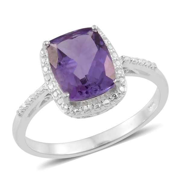 Amethyst (Cush) Solitaire Ring in Sterling Silver 2.750 Ct.