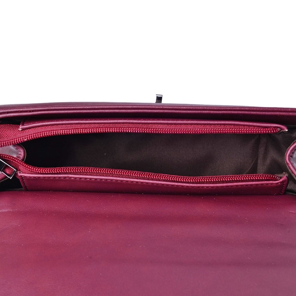 Burgundy Colour Crossbody Bag with Shoulder Strap (Size 24.5x14x7 Cm)