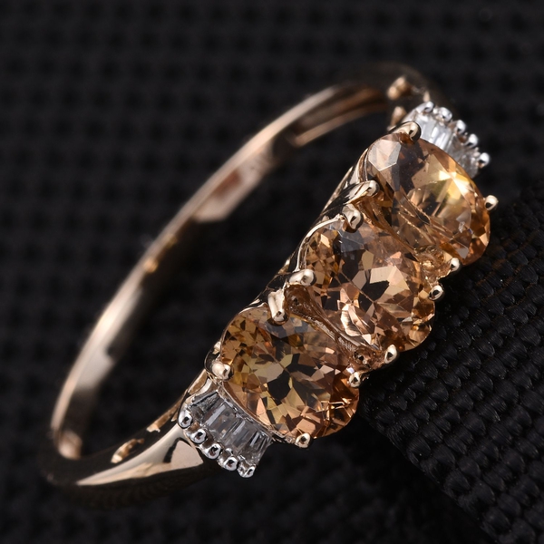 9K Y Gold Natural Yellow Tanzanite (Ovl), Diamond Ring 1.500 Ct.