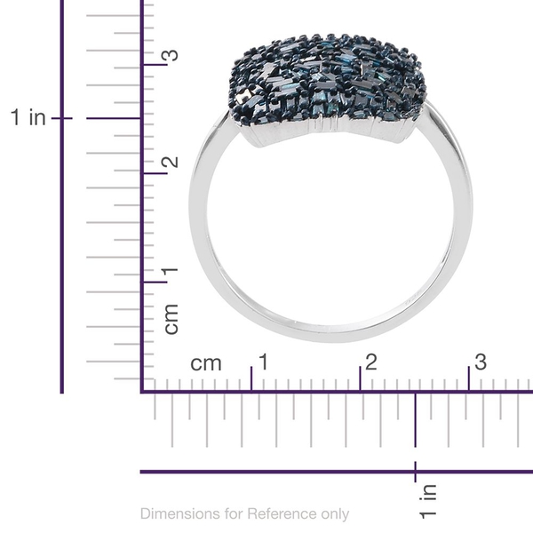 Designer Inspired - Firework Blue Diamond (Bgt) Cluster Ring in Platinum Overlay Sterling Silver 1.250 Ct.